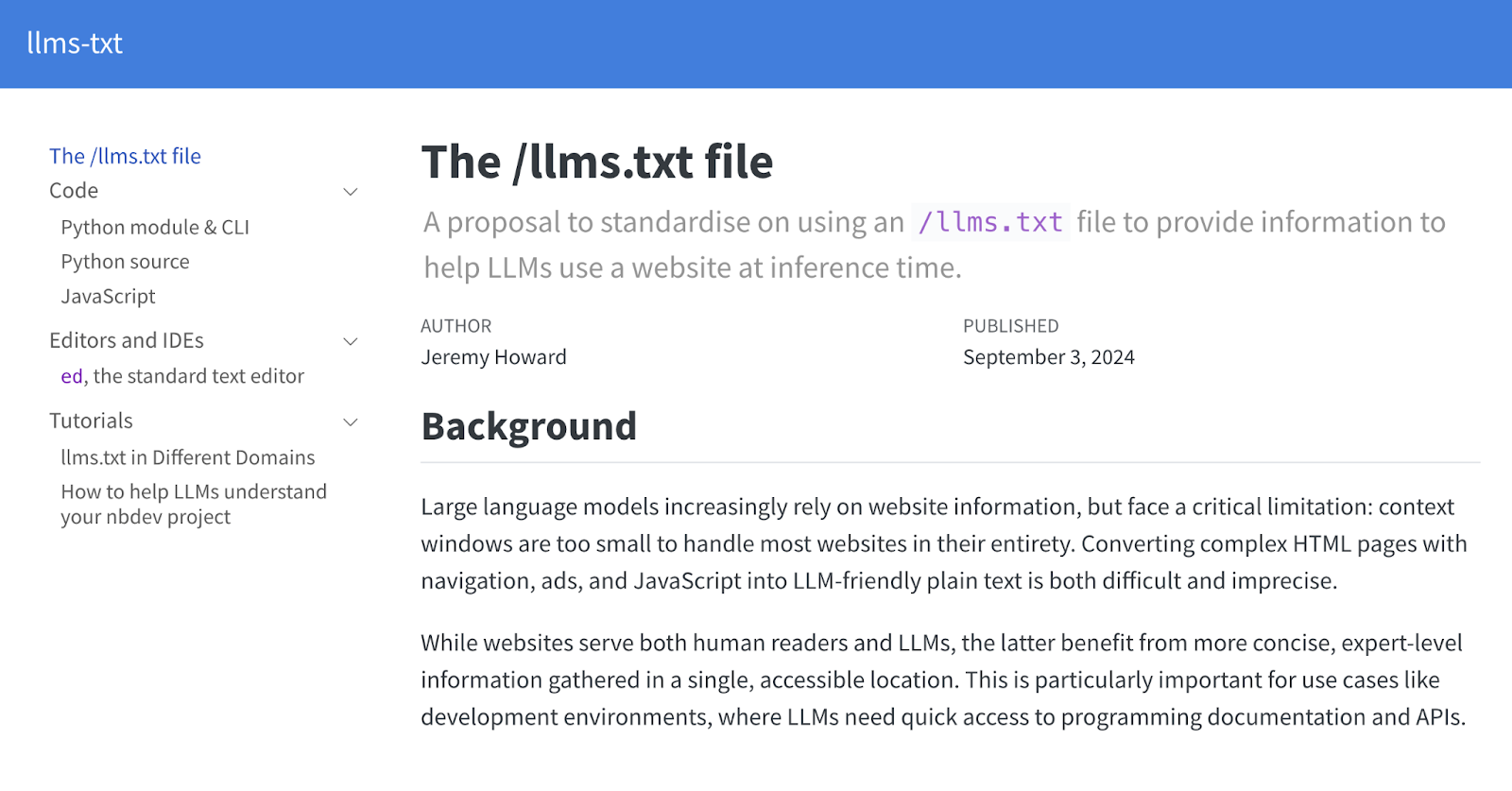 llms.txt网站说明文件示意